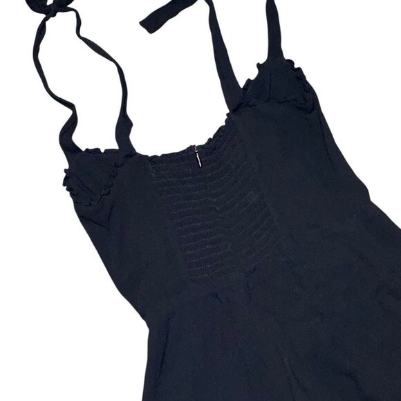 Women’s REFORMATION Christine  Black Mini Ruffle Tie Sweetheart DRESS Size 00 - Picture 5 of 8